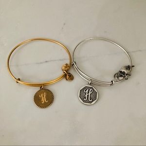 Alex and Ani “H” charm bracelets - Gold and Silver